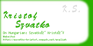 kristof szvatko business card